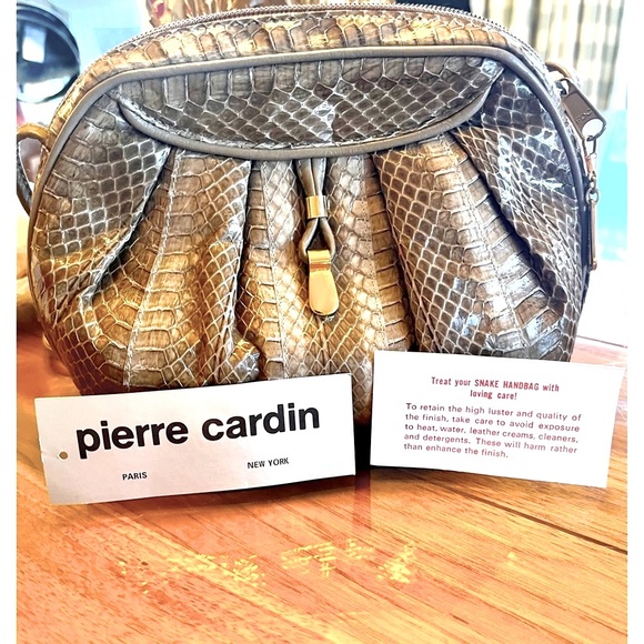 Pierre Cardin vintage brown snakeskin shouder bag with tan leather lining - Picture 2 of 14